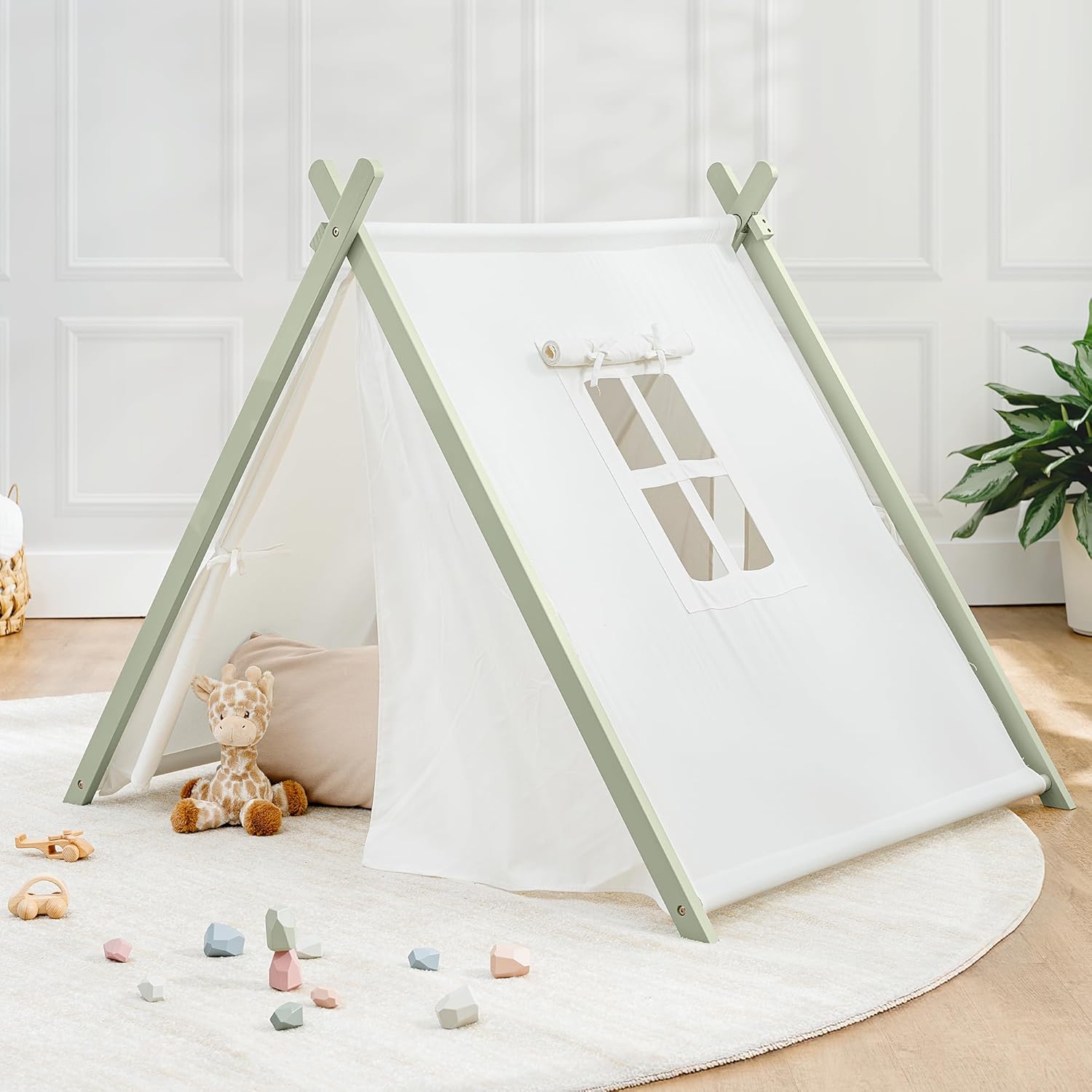 Spacious Sage Kids Teepee - 100% Cotton Canvas