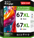 67XL Ink Cartridges Compatible for HP 67 Ink Cartridges Black/Color