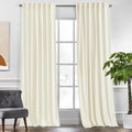 Ivory Velvet Curtains 90 in 2 Panels - Luxury Blackout Drapes