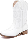 Girls Cowgirl Boots Toddler Mid Calf Glitter Square Toe - Comfortable