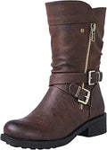 Women's Lace Up Back Knee High Fashion Boots - Mid-Calf Biker Style