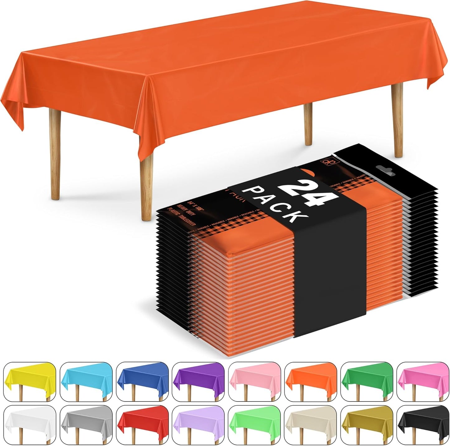 Bright Orange Rectangular Tablecloths for Any Occasion - 24 Pack