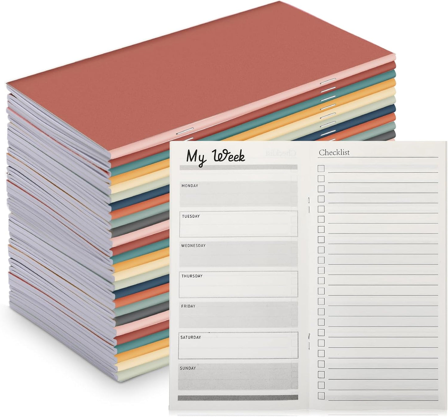 Qilery 100 Pcs Daily Weekly Planner Notebooks for Everyone