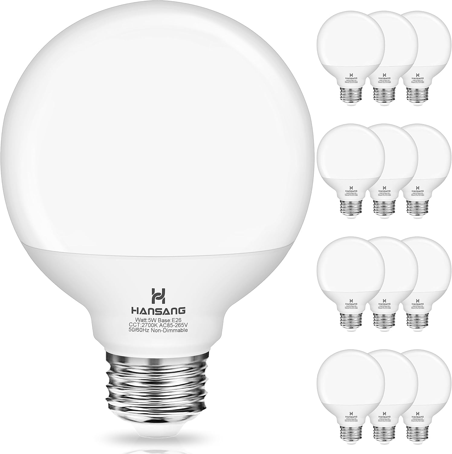 G25 LED Vanity Light Bulbs for Bathroom - 12 Pack, 2700K Warm White