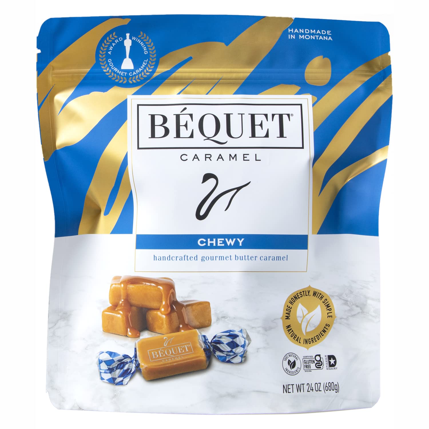 Gourmet Chewy Caramel Candy - Handcrafted and Individually Wrapped