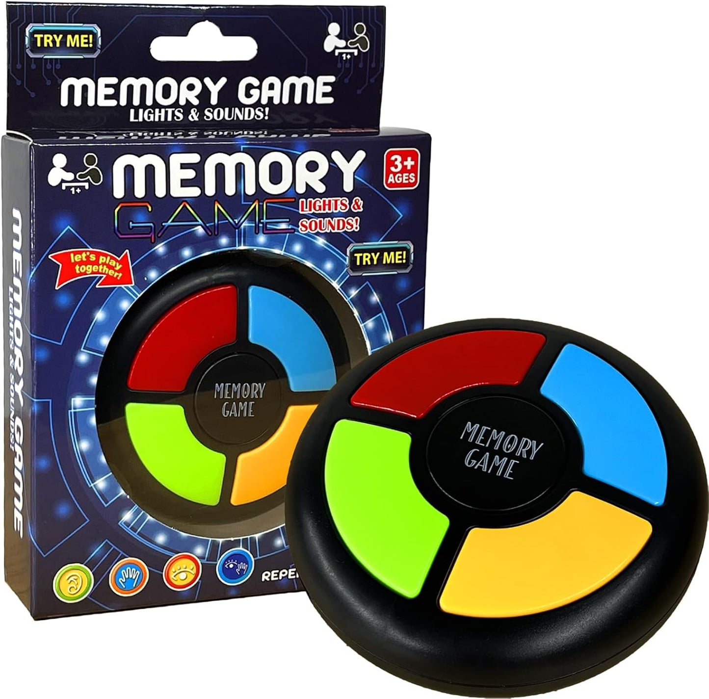 Colorful memory game with lights & sounds