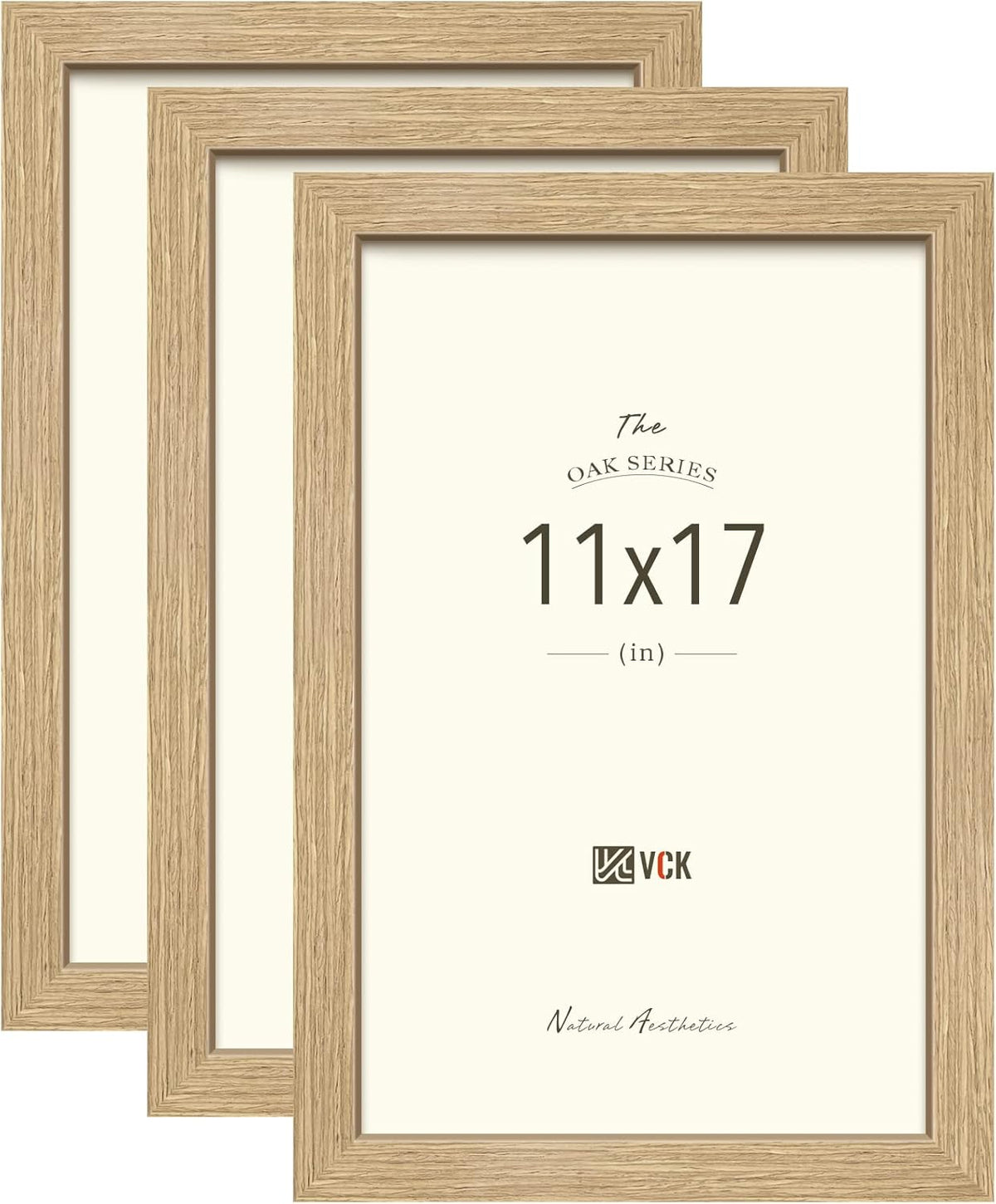 VCK 11x17 Poster Frame Set of 3 - Elegant Beige Oak Design