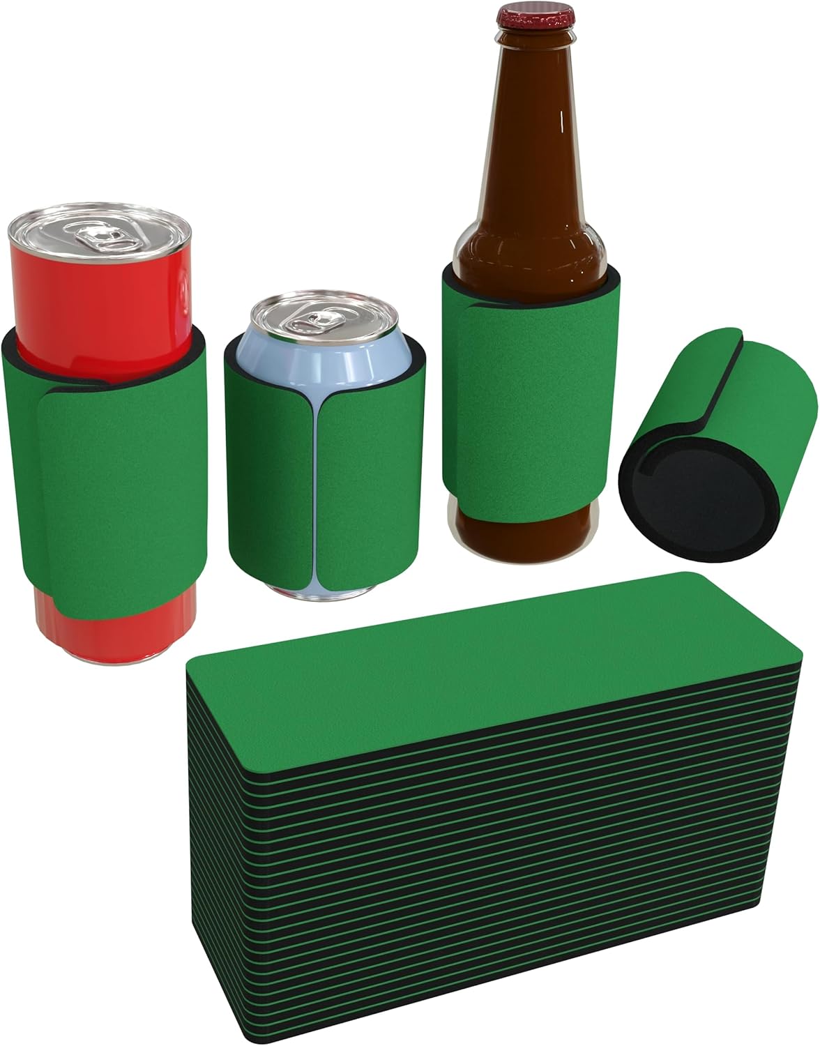 PartyPrints 25 Pack Kelly Green Blank Slap Wrap Can Coolers