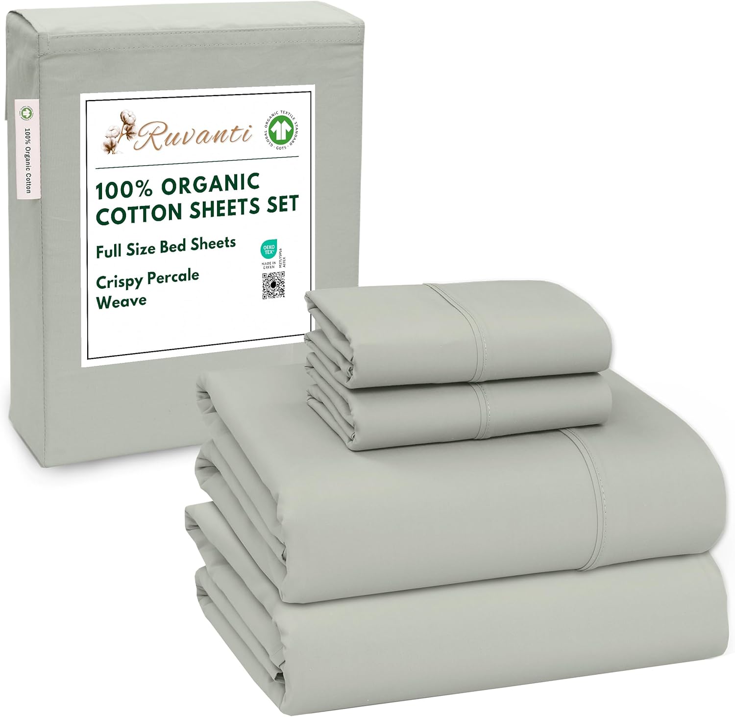 100% Organic Cotton Sheets Full Size with Deep Pocket Fit