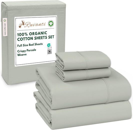 100% Organic Cotton Sheets Full Size with Deep Pocket Fit