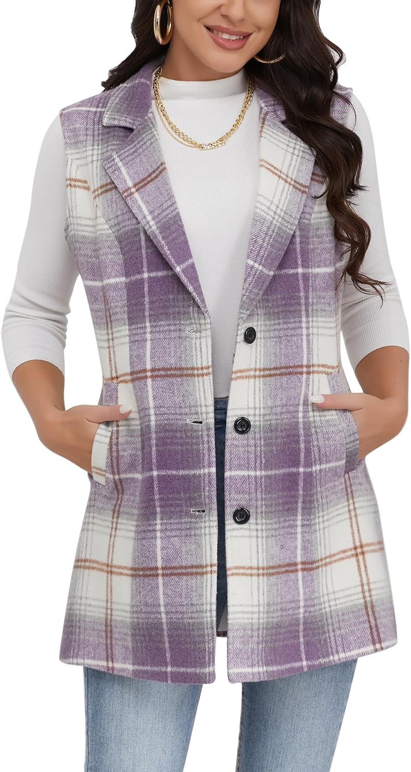 Plaid Vest for Women by IDEALSANXUN - Stylish Fall Layering