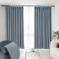 Velvet Pinch Pleat Stone Blue Thermal Blackout Patio Door Curtain