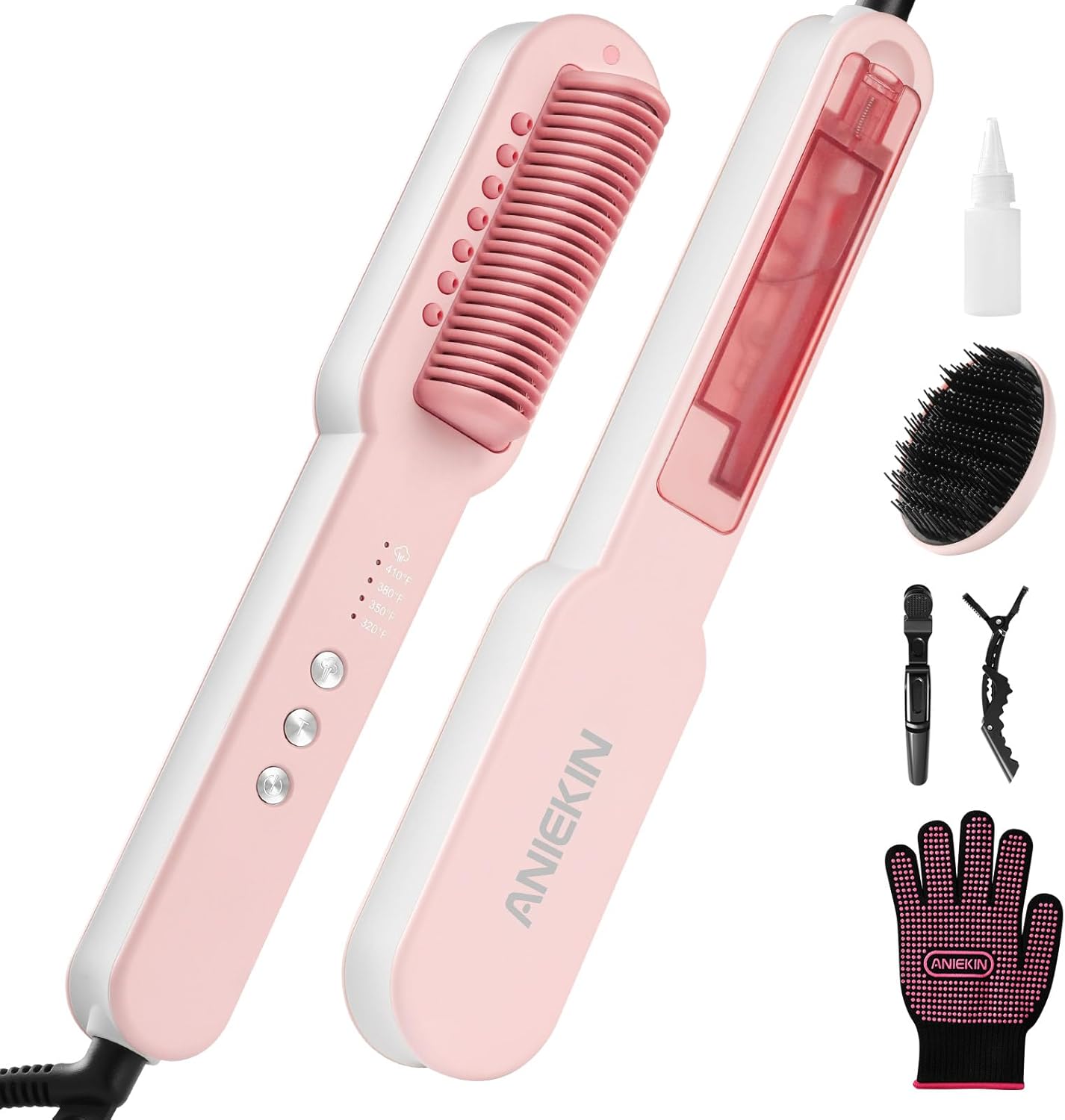 Aniekin 3 in 1 Steam Hair Straightener Brush for Healthy Hair