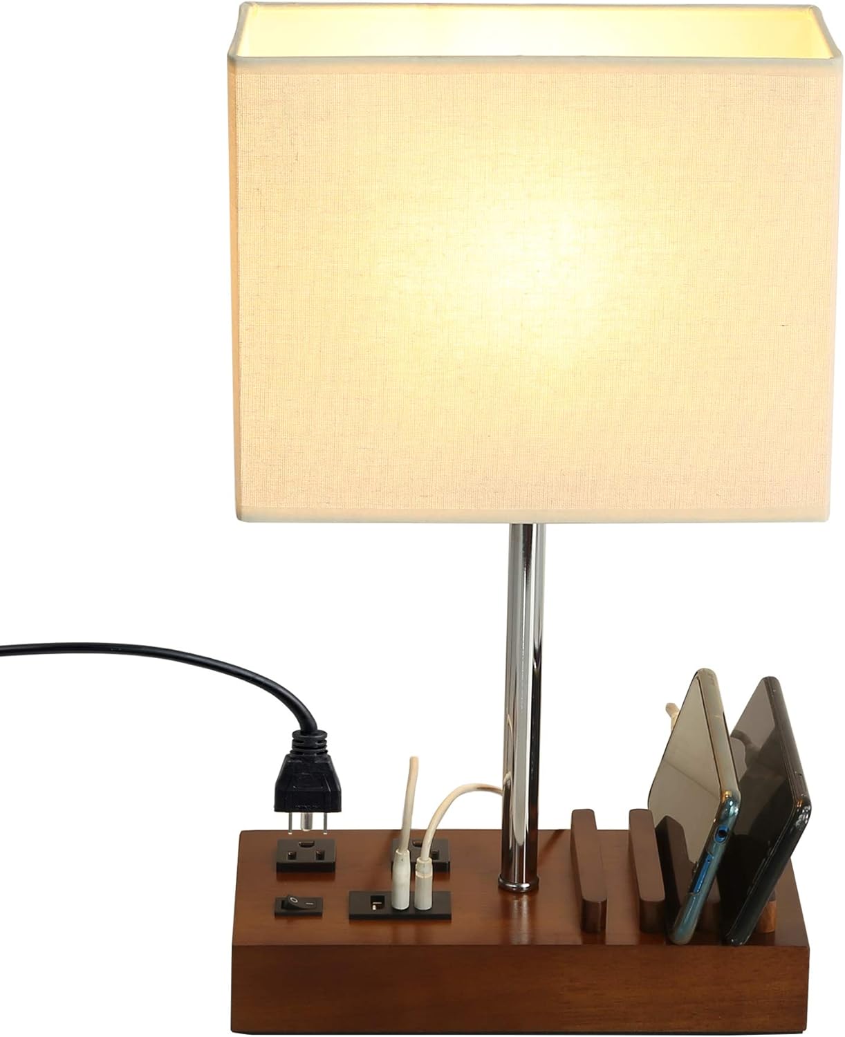 Briever USB Table Lamp with AC Outlets and Charging Ports