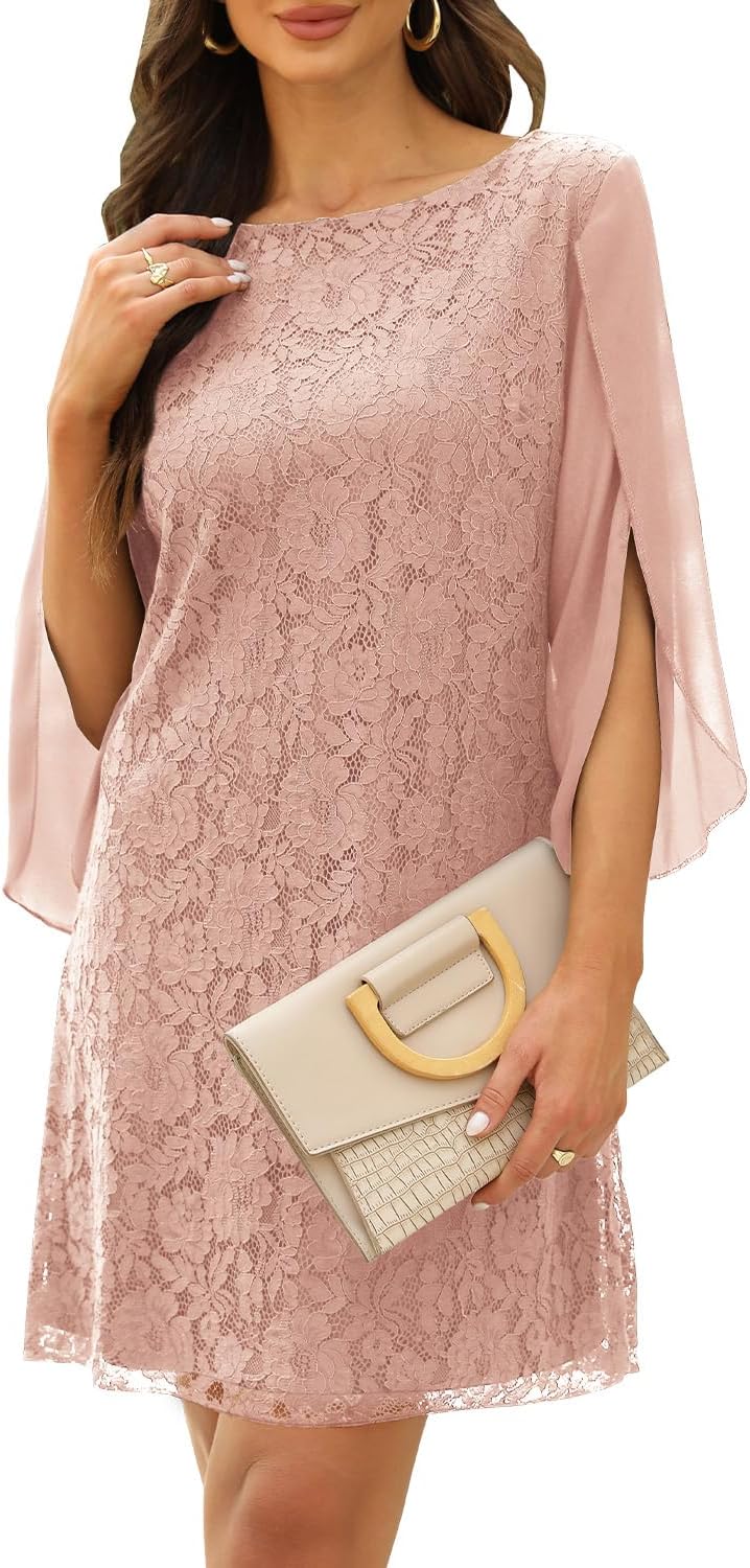 Elegant Wedding Guest Cocktail Dresses with Slit Sleeve Feature
