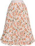 High Elastic Waist Pleated Chiffon Midi Skirt - Flowy Feminine Fit