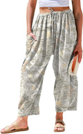 TARSE Womens Linen Wide Leg Pants with Pockets - Super Baggy Casual