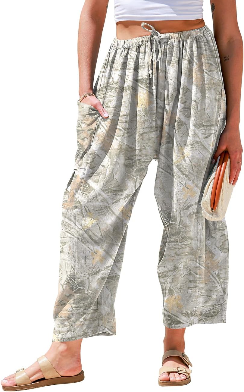 Linen Wide Leg Pants for Women - Casual Summer Palazzo Style
