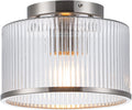 MAYNA Modern Nickel Semi Flush Mount Ceiling Light - Clear Ribbed
