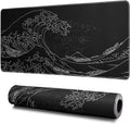 Japanese Gaming Mouse Pad 31.5x11.8 in - Large Black Sea Wave Desk Pad