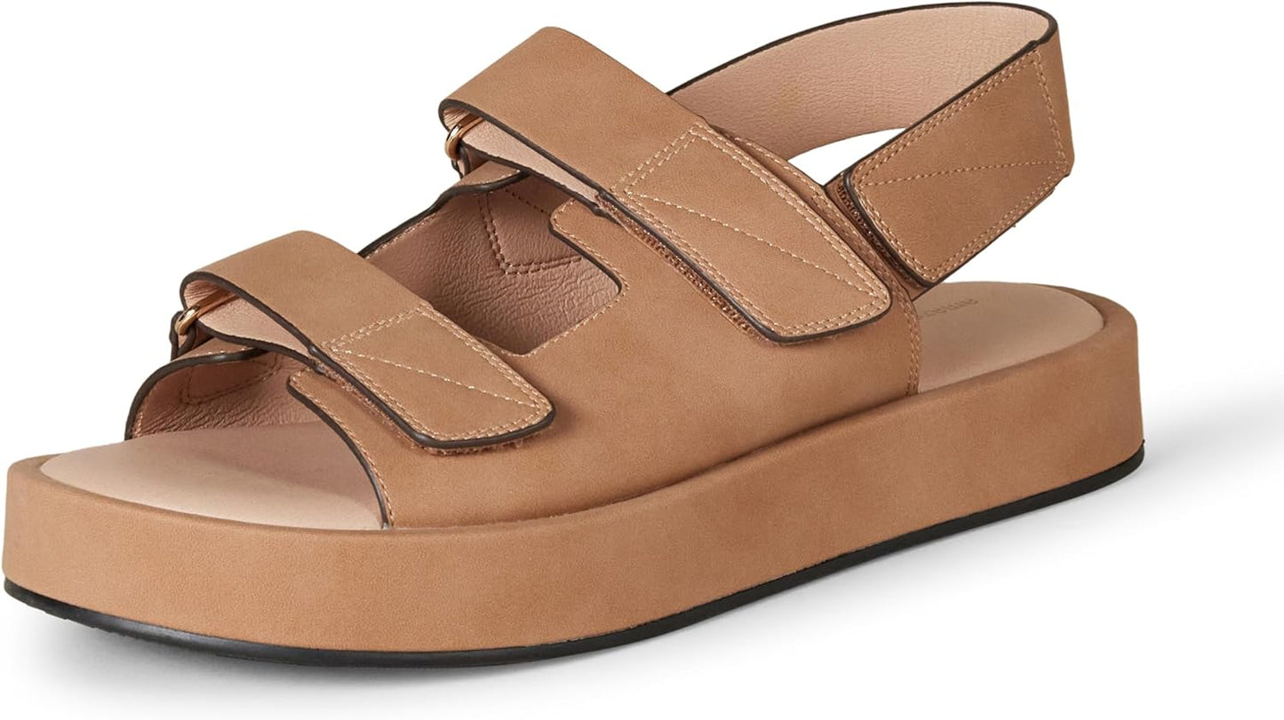 Adjustable Triple Strap Flat Platform Sandal for Women
