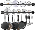 Industrial Pipe Pot Pan Rack Wall Mount - Space-Saving Kitchen Rail