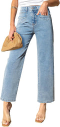 Wide Leg Jeans for Women High Waisted Ankle Stretchy Straight Leg