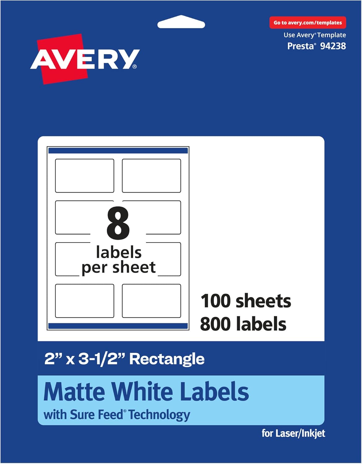 Avery Matte White Rectangle Labels for Custom Designs and Printing