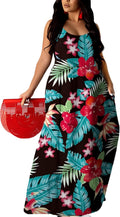 UOUA Hawaiian Dresses Women Plus Size Luau Party Sundress - Maxi Beach