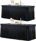 2 Pack Spandex Black Fitted Table Cloth for 6ft Rectangle Tables