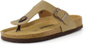 White Cork Footbed Sandal for Women - Cushioned Rose Gold Accent