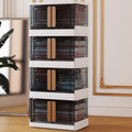 Collapsible Storage Bin with Double Door and Wheels - Stackable 4-Pack