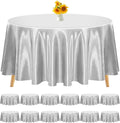 12 Pack 90 in Round Tablecloth Silver Satin - Wrinkle Resistant