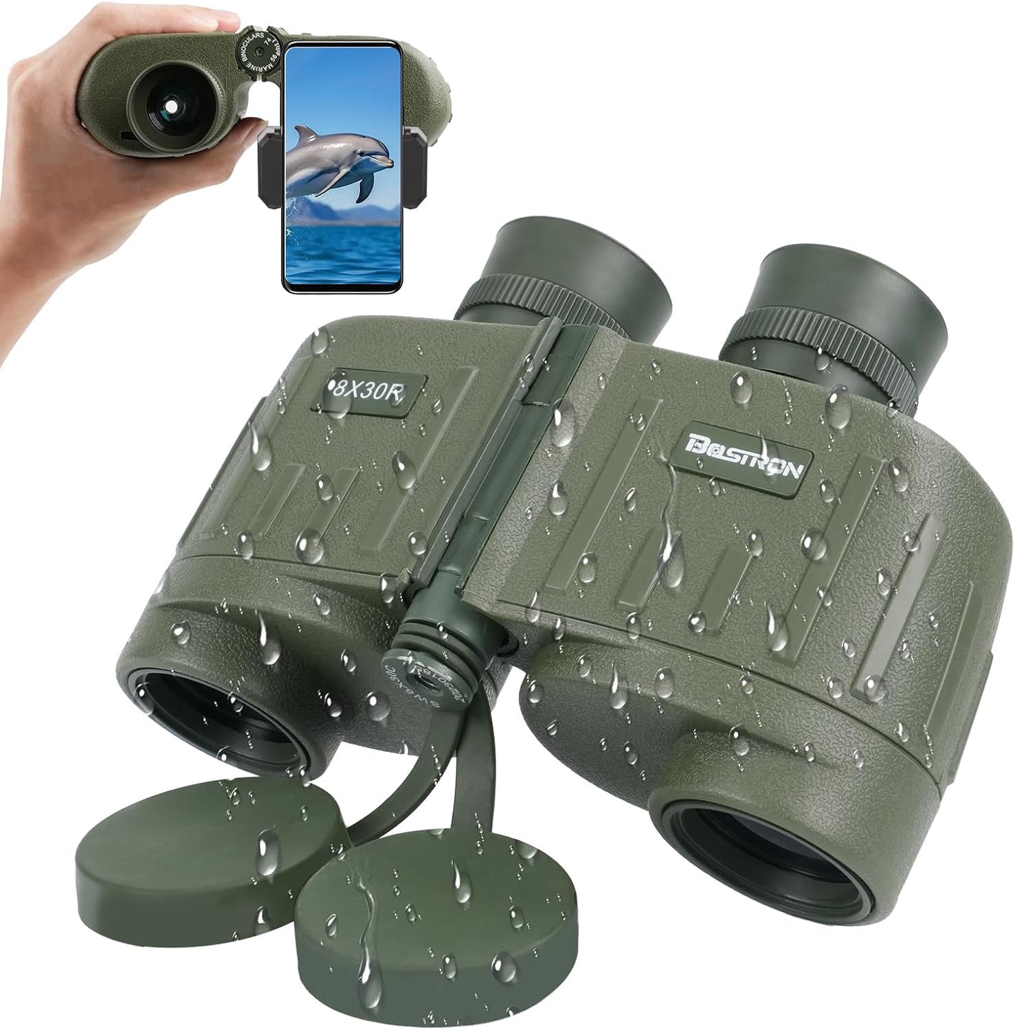 8X30 Marine Binoculars with Rangefinder for Bird Watching
