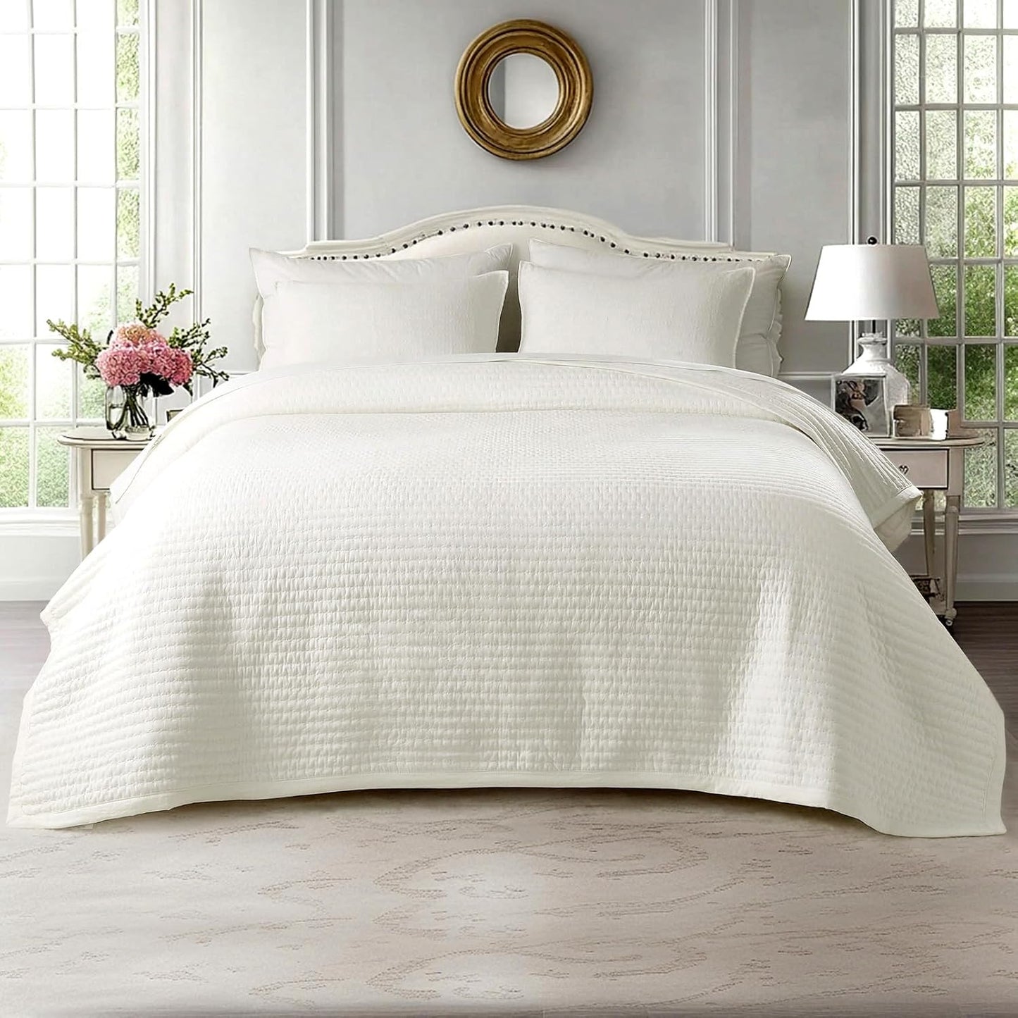 KASENTEX Queen Quilt Set 90in Soft Washed Lightweight Bedspread