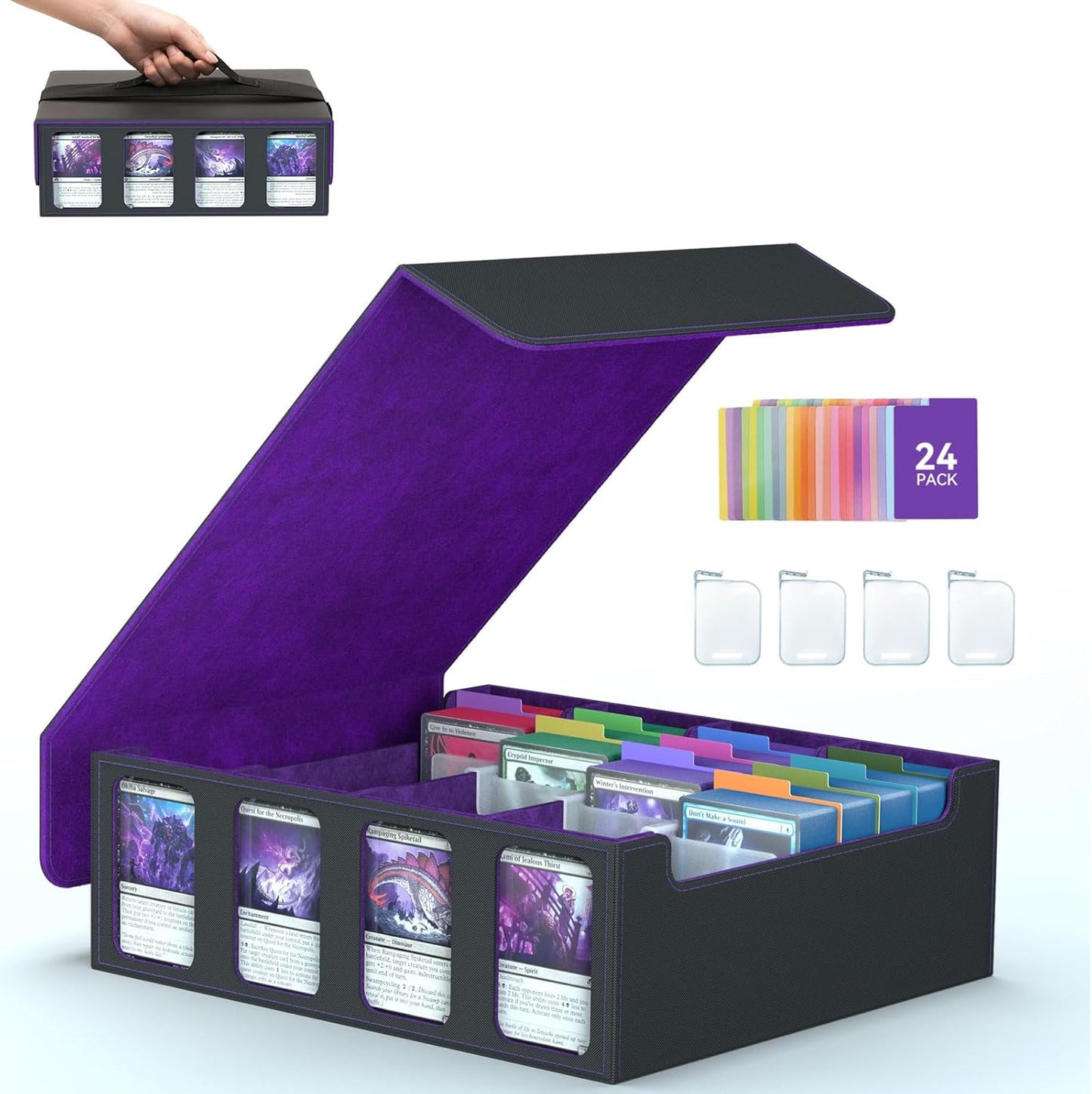 4-Row Trading Card Storage Box for 3200+ Cards Organizer