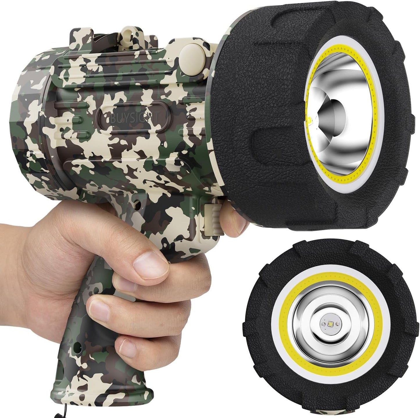 BUYSIGHT Rechargeable Spotlight Flashlight: 1000000 Lumen Power