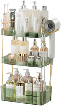 Bathroom Counter Organizer with Hair Dryer Holder - 3 Tier Green