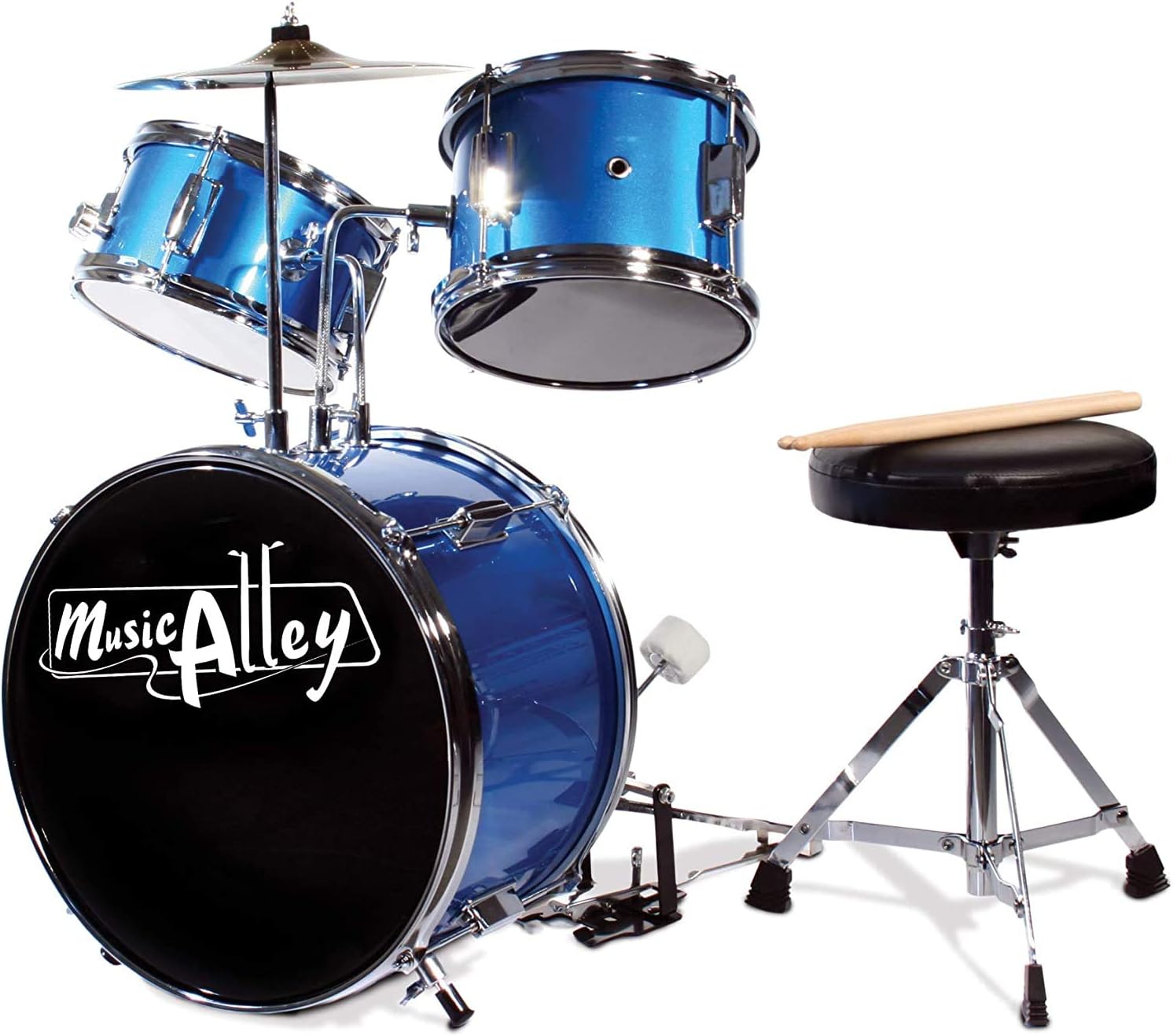 Music Alley 3 Piece Kids Drum Set for Young Musicians