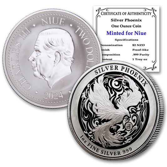 2024 1 oz Niue Silver Phoenix Coin Prooflike with Cert