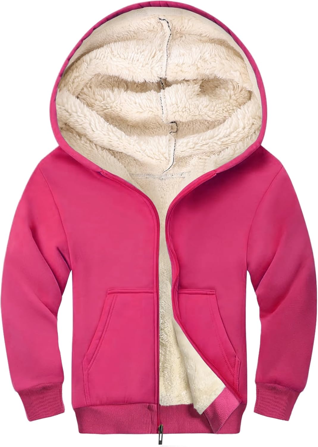 Gihuo Unisex Winter Warm Sherpa Lined Zip Up Hoodie Jacket