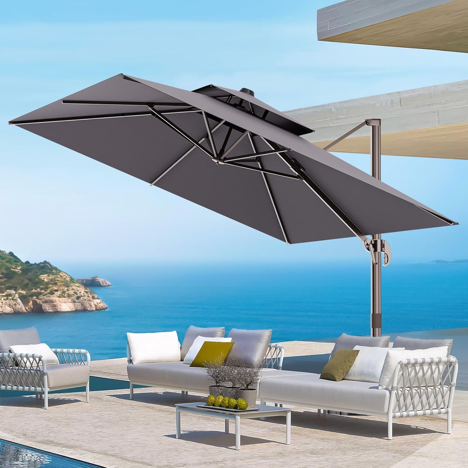 9ft X 12ft Cantilever Outdoor Patio Umbrella for Maximum Shade