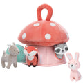 Interactive Plush Mushroom House with Four Woodland Animals - Soft