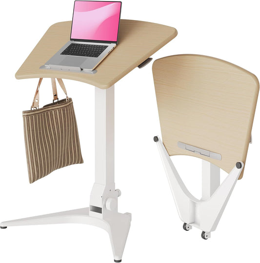 Portable Rolling Standing Desk with Pneumatic Height Adjustment