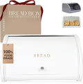 Modern Metal White Bread Box for Kitchen Countertop - Sleek Storage
