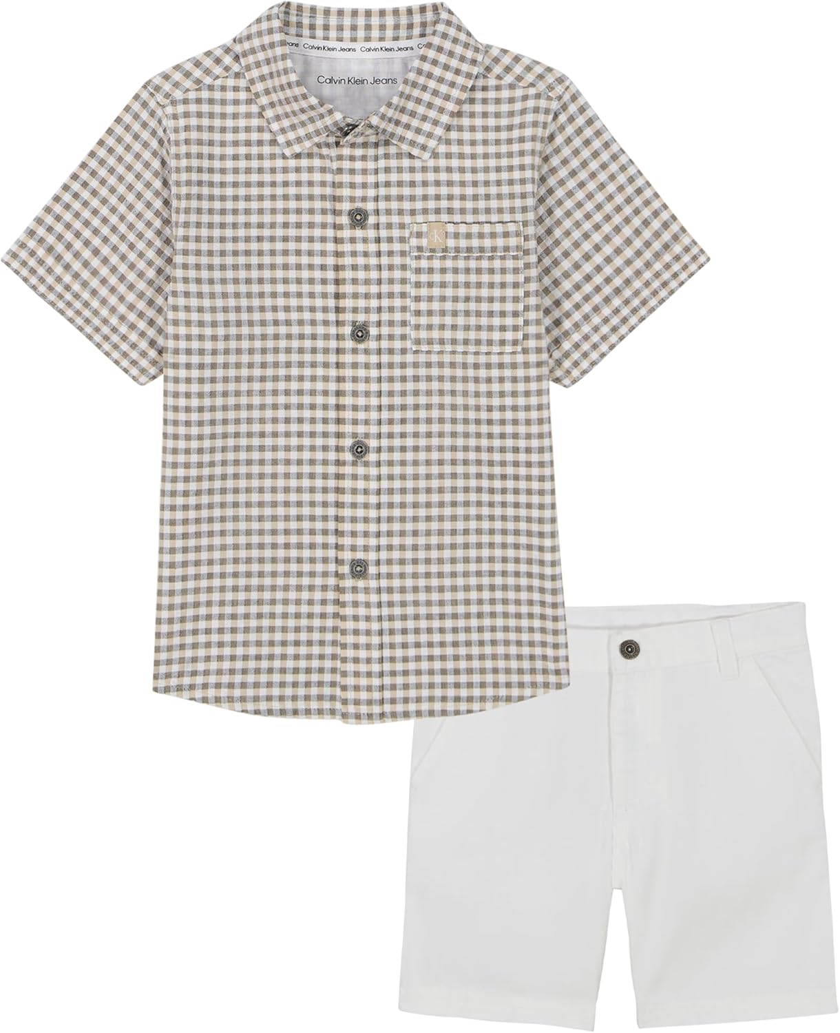 Calvin Klein Boys 2pc Shirt Short Set for Stylish Comfort