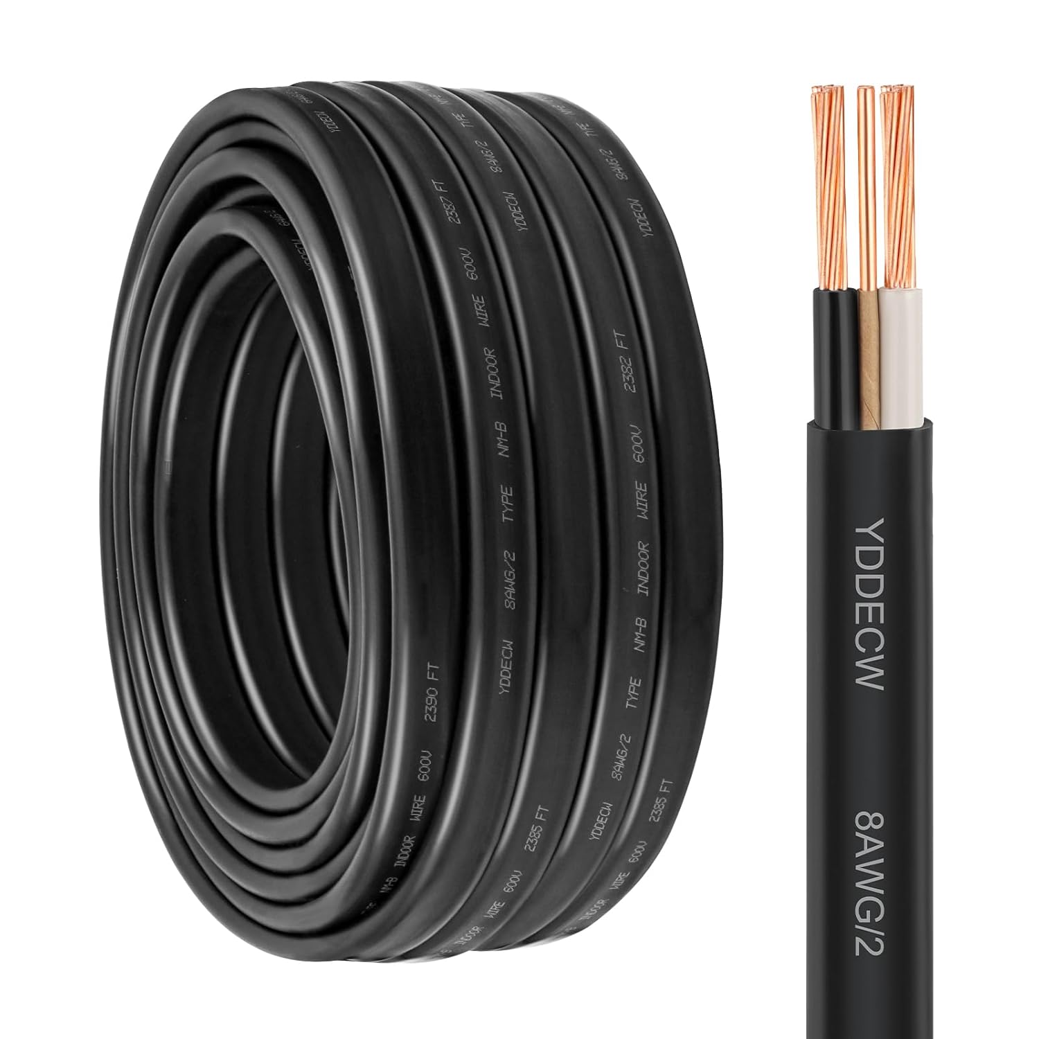 8/2 NM-B Wire with Ground - 75FT 8 Gauge Copper Cable