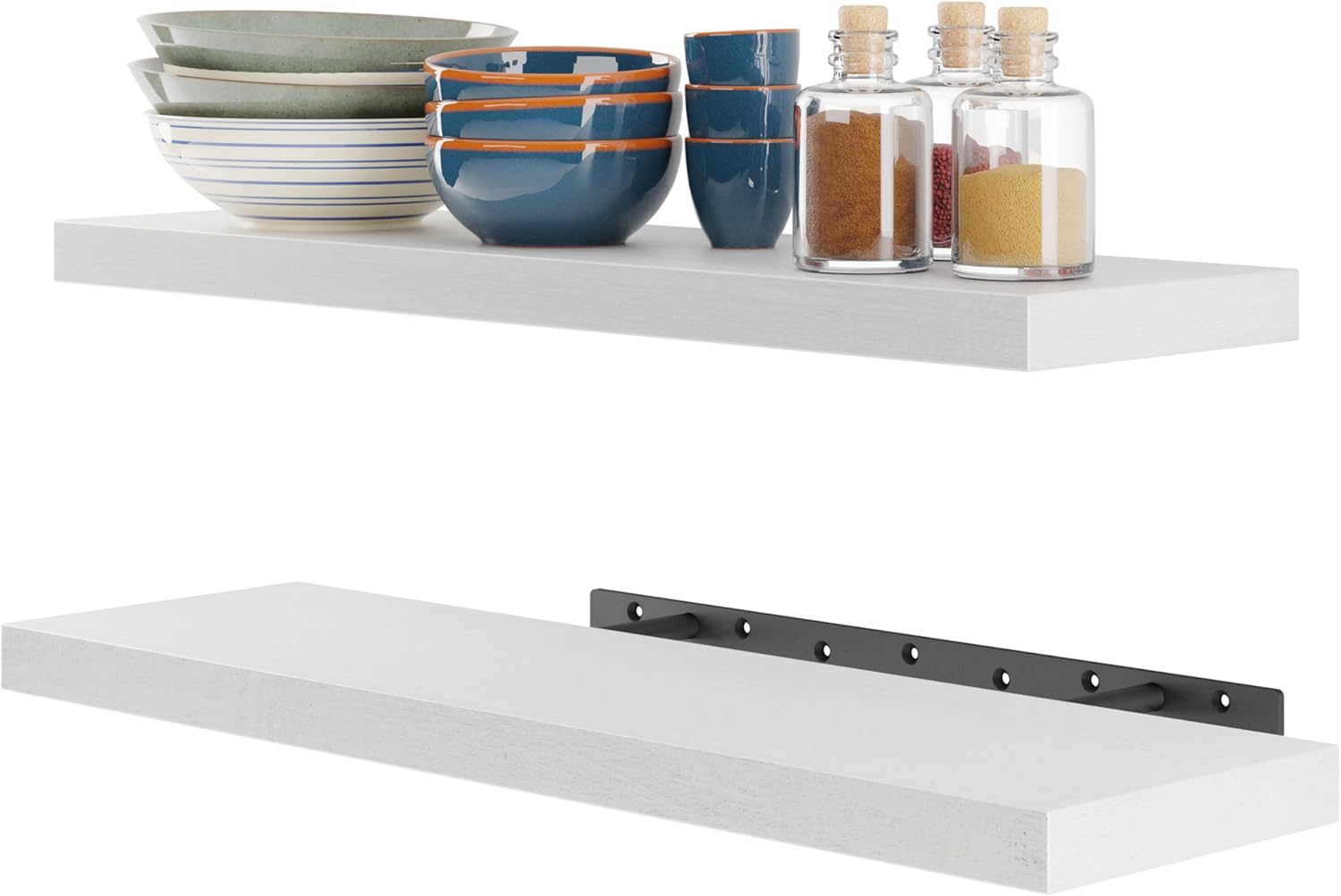 BATODA 24in White Floating Shelves Set of 2 for Home Decor