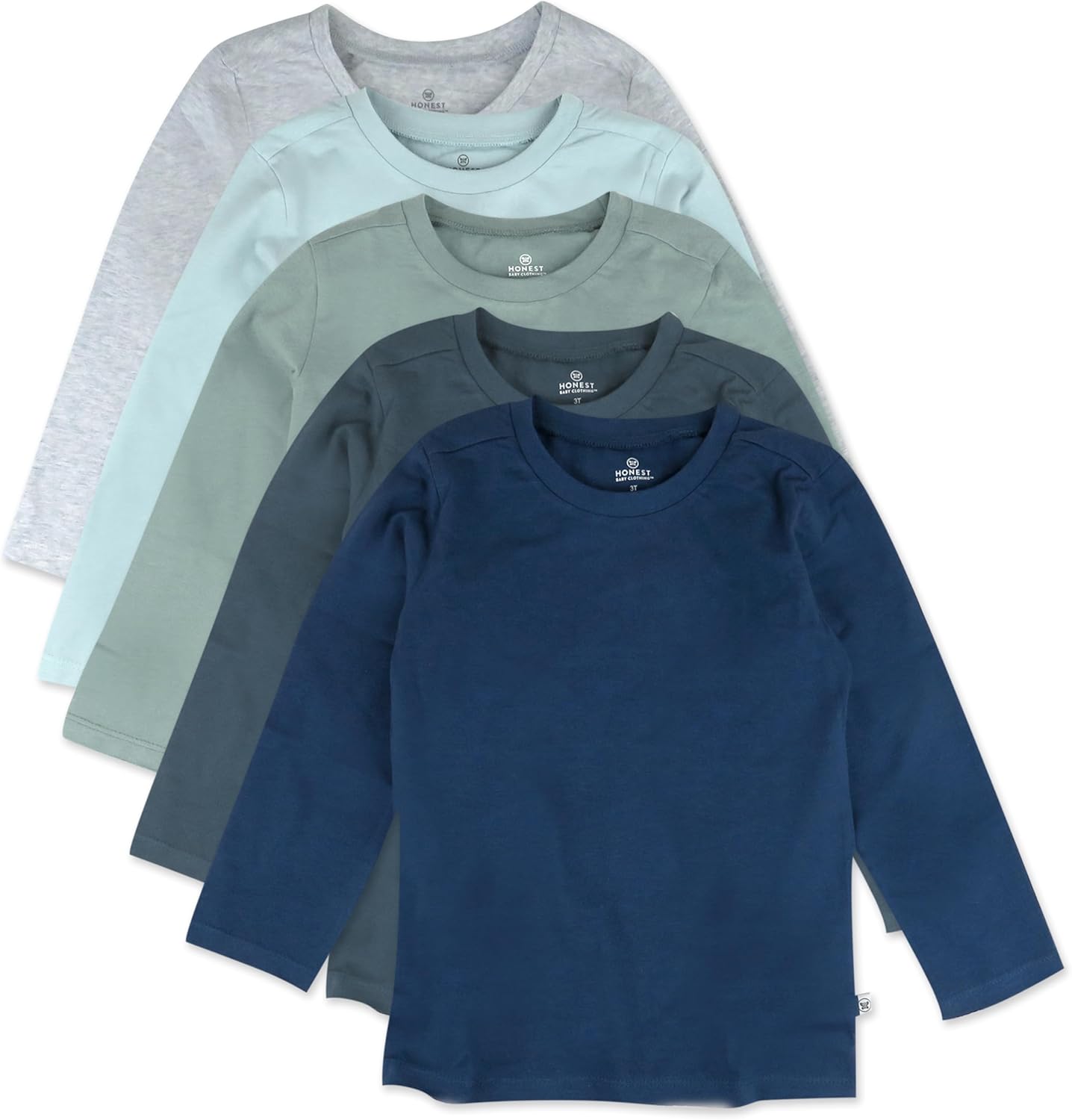 5-Pack Long Sleeve Organic Cotton T Shirts for Toddlers and Kids