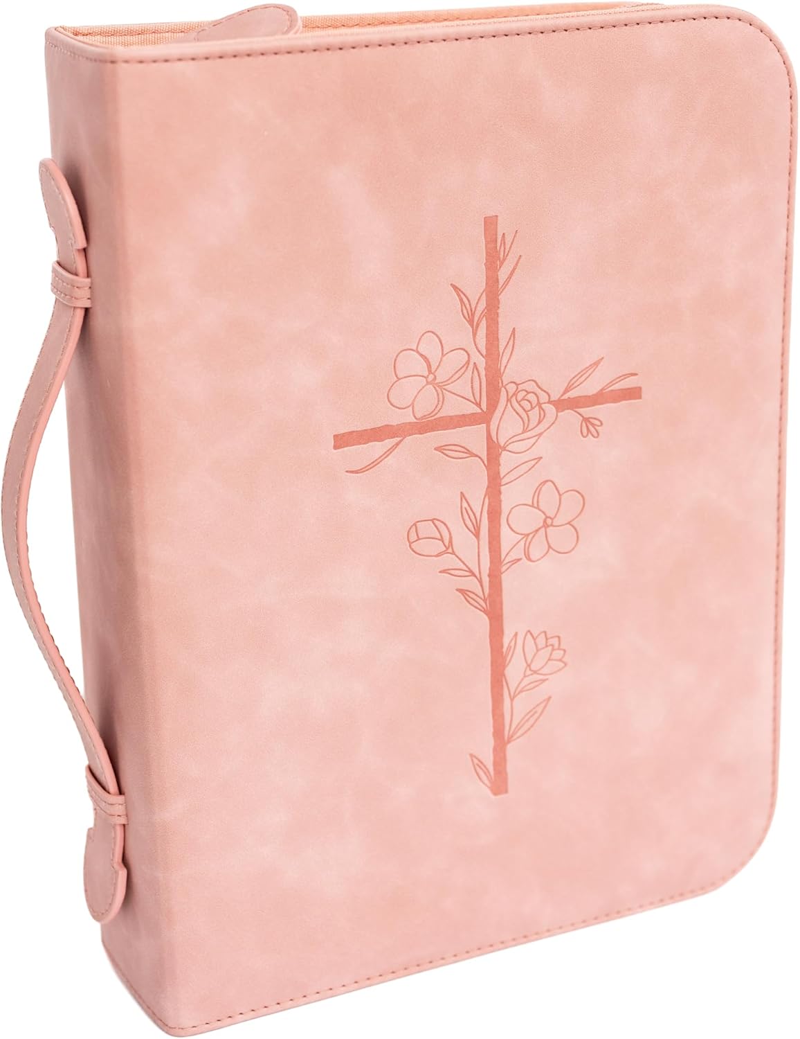 Premium PU Leather Bible Cover Case for Women with Cross Design